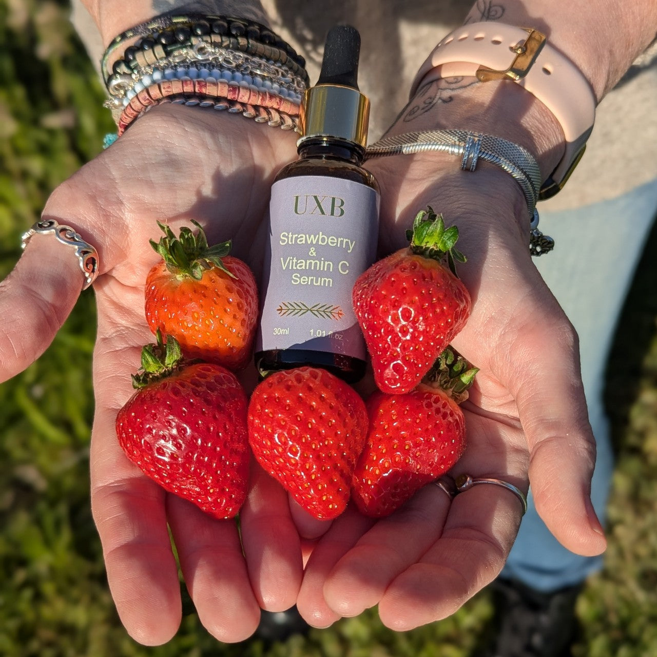 Strawberry & Vitamin C Serum - 15% Pure L-Ascorbic Acid for Brighter Skin - UXB Skincare